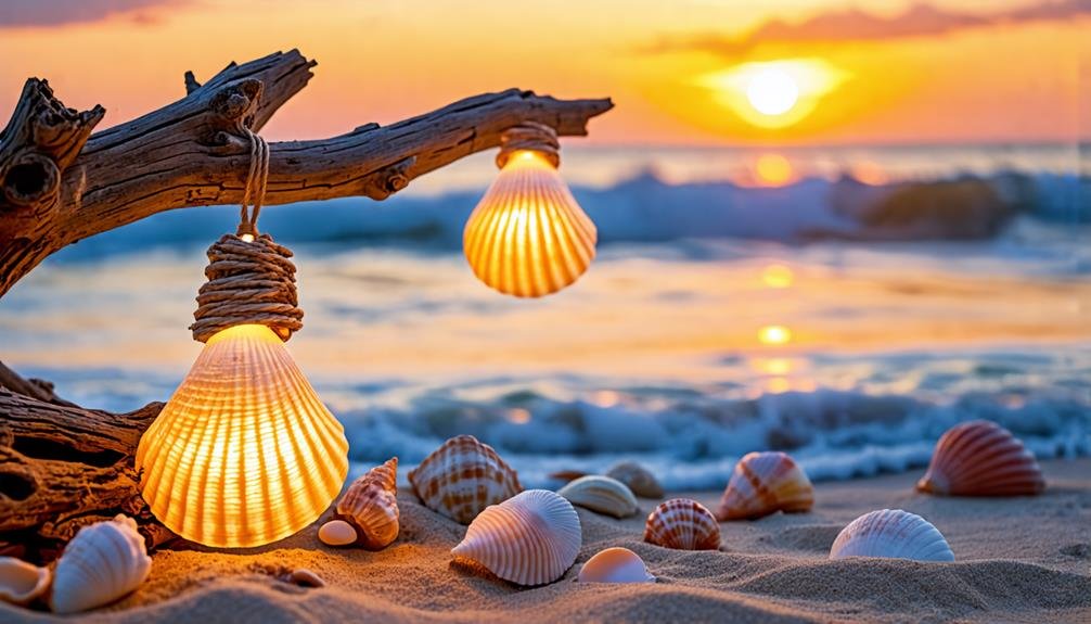 diy coastal shell lights