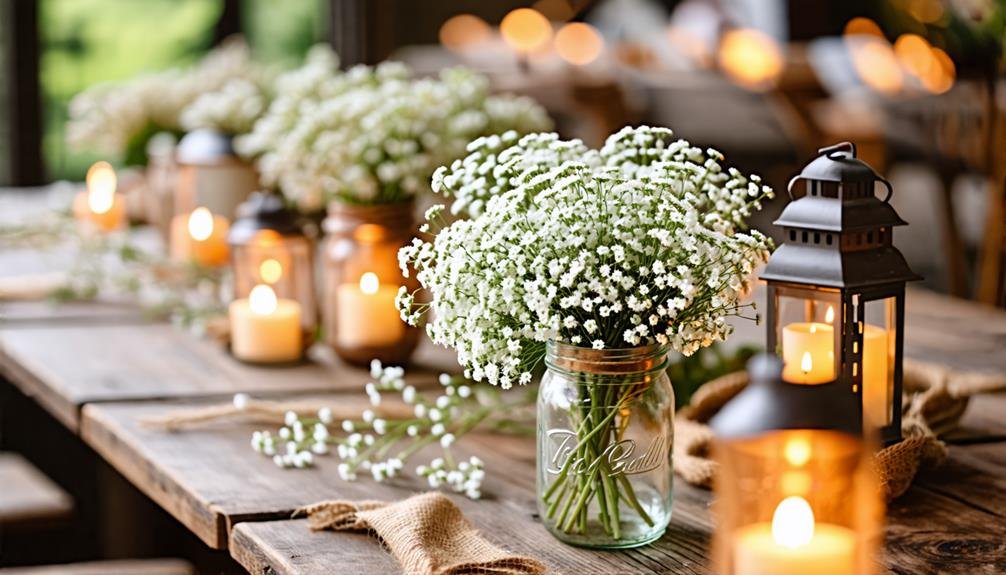 rustic baby s breath centerpiece